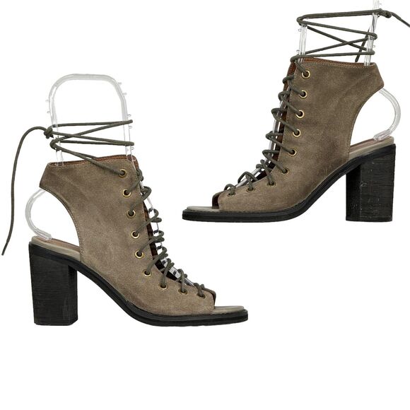 Jeffrey Campbell x Free People Boho Heels SZ 7.5 Open Toe Lace Front Booties - Picture 3 of 11